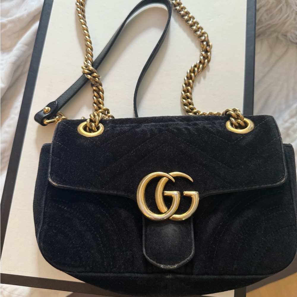 Gucci black small velvet bag